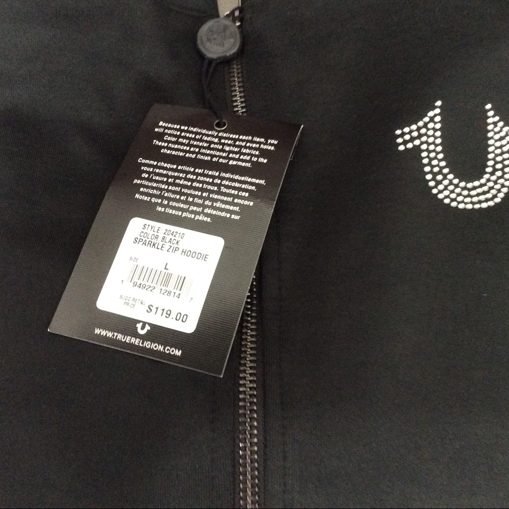 TRUE RELIGION SPARKLE Zip Front Hoodie - Picture 3 of 8
